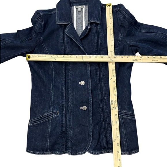 EUC Amazing denim J Jill jacket with gold buttons Linen Cotton blend Sz 4 - Picture 4 of 10